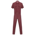 thumbnail image 3 of Choomomo Coveralls for Men Short Sleeve Front Zipper Work Overalls Jumpsuit with Pockets Mechanics Burgundy XXL, 3 of 7