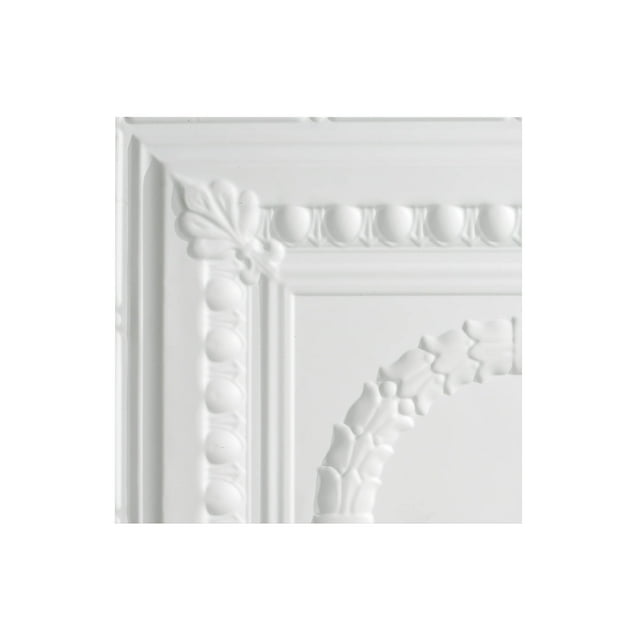 Fasade Easy Installation Rosette Gloss White Glue Up Ceiling Tile/ Ceiling Panel (12" X 12" Sample)