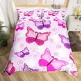 thumbnail image 2 of Erosebridal Housse de Couette Papillon de Rêve Très Grand, Housse de Couette Rose Violet Très Grand, Literie Réversible à Motif de Fleurs de Dessin Animé Format Très Grand, Décoration de Chambre en Microfibre, 3 Pcs (Sans Couette), 2 of 7