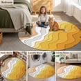 thumbnail image 6 of Round Area Rug 8ft,Ocean Ombre Yellow Waves Abstract Washable Carpet Non-Slip Runner Accent Rugs Indoor Floor Mat for Bedroom Living Room Decor,Watercolor Ripple Art, 6 of 9