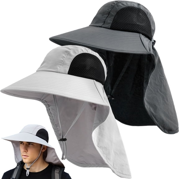 Sun Hat for Men Women with Neck Flap,UPF 50  UV Protective Hiking Fishing Hats,Wide Brim Sun Hat for Women&Men