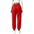 thumbnail image 4 of Pants for Women Stretchy Joggers with Pockets for Travel | Wide Leg Athletic Pants for Women Fashion Oversized Comfy Fitted Slacks for Work Red L, 4 of 4