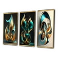 thumbnail image 3 of Designart "Turquoise Gold Sphere Rhythm of Infinity in 3D VII" Abstract Fractal Framed Wall Art Set Of 3 - Gold Modern Frame Gallery Wall Set For Home Decor, 3 of 6