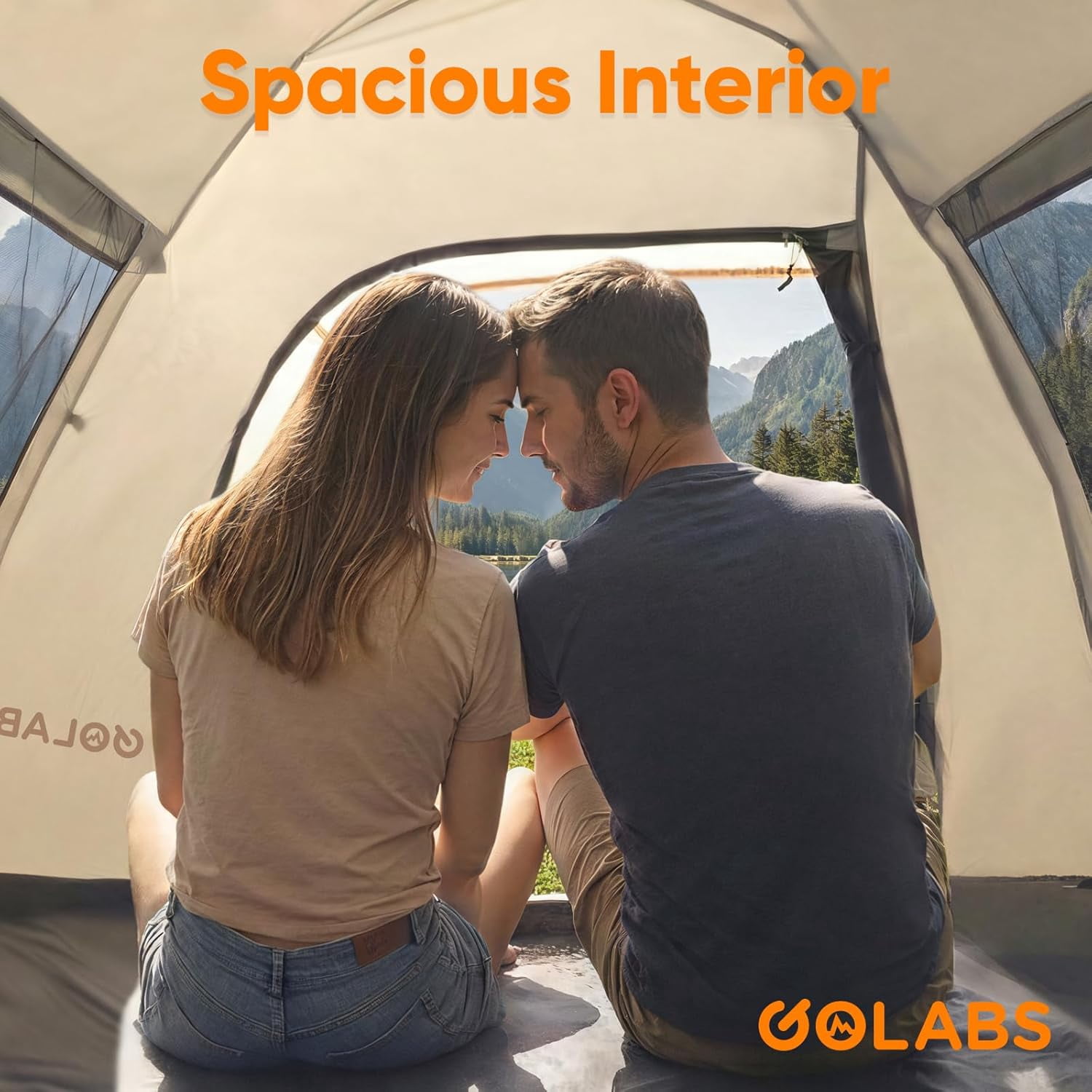 Golabs CT3 2-Person Instant Camping Tent, 4.8lbs Lightweight, Portable, Easy 1-Minute Setup Pop-Up Tent for Outdoor, Khaki