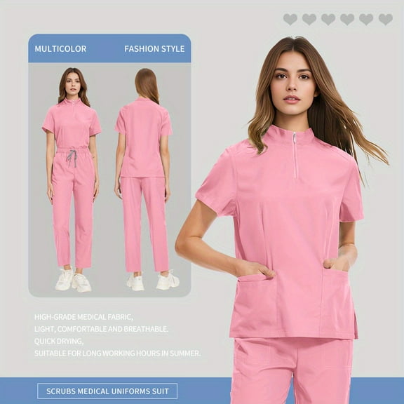 summer women Uniform Elastic Scrub Set Hospital Scrub Tops Pant Nursing Workwear Doctor Clothes Accessories
