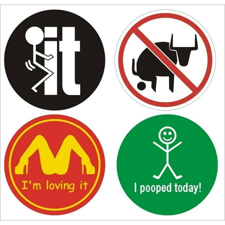 Helmet Wall Decal 12 Set Funny Hard Hat Sticker / Helmet Decals Labels Sign Fk It No Bull Loving It I Pooped Today ()
