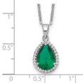 thumbnail image 4 of Auriga Fine Jewelry 925 Sterling Silver Rhodium Simulated Emerald and CZ Necklace for Women 18", 4 of 6