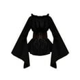 thumbnail image 5 of SWSMCLT Women's Acting 2 Piece Colonial Billowy Renaissance Victorian Outfits Elastic Bunched Off Shoulder Blouse Top Black 4-6, 5 of 5