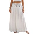 thumbnail image 2 of IUYRTFE Women Cotton Linen Maxi Skirt Solid Color High Waist Flowy Long Beach Skirt, 2 of 5
