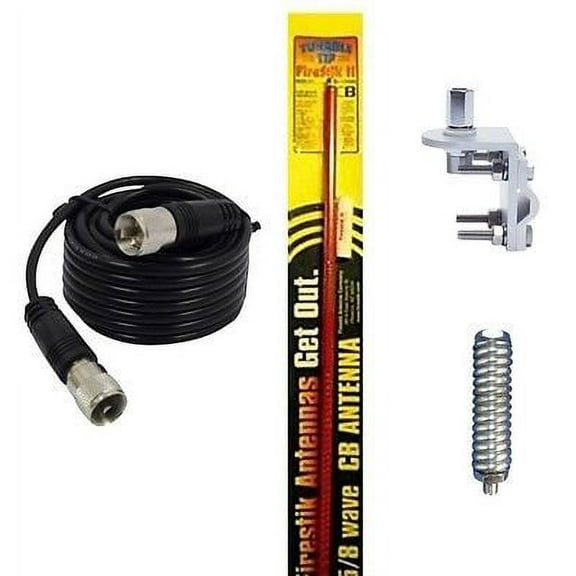 NEW FIRESTIK 2 FS3 r 3FT RED CB ANTENNA, 18FT COAX, MOUNT & SPRING