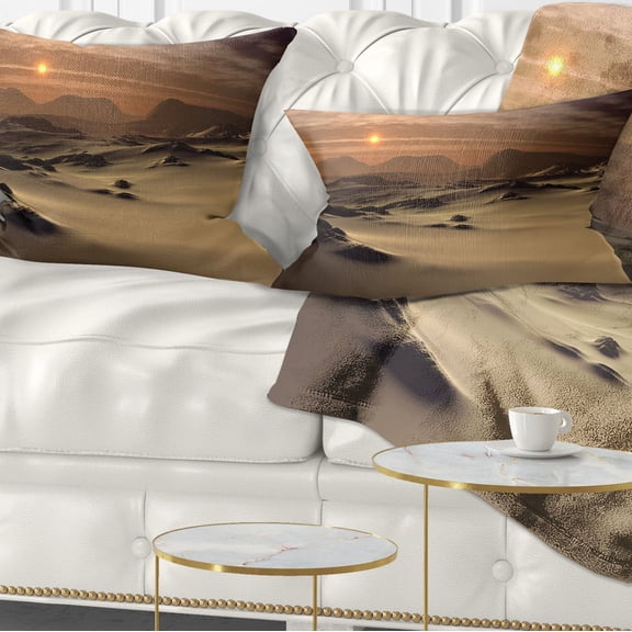 Designart Beautiful Brown Fantasy Terrain - Landscape Printed Throw Pillow - 12x20