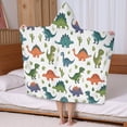 thumbnail image 5 of Dinosaur and Cactus Pattern Hooded Bath Towel，50"x30" for Ages 3 To 12 Kids, Quick Dry Lightweight Soft Microfiber Hood Beach Towel Cover Up for Kids, 5 of 7