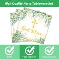 thumbnail image 3 of God Bless Plates and Napkins Baptism Tableware First Holy Communion Tableware Mi Bautizo Eucalyptus Leaves Sage Disposable Paper Dinnerware for Christening Celebration Baby Shower Supplies 24 Guests, 3 of 7