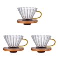thumbnail image 2 of VONKY Modern Clear Glass Coffee Dripper Drop Over Funnel for Smooth Coffee Extraction Large with Handle Medium 3Set, 2 of 6