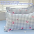 thumbnail image 5 of JOLUSERE 3-Piece Blue Plaid Pink Bows Comforter Queen Set , Cute Soft Bedding Set for Kids Adults, 5 of 9