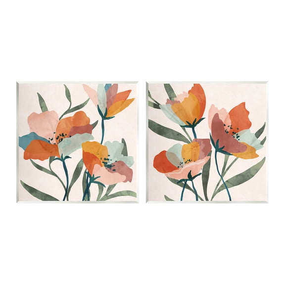 Stupell Industries Summer Bouquet Modern Abstract Graphic Art Unframed Art Print Wall Art, Set of 2, Design by Nina Blue