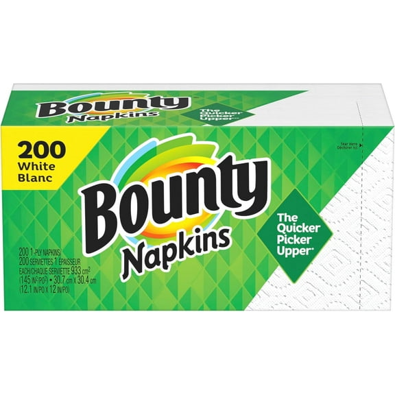 Bounty Paper Napkins, White, 200 Count