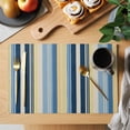 thumbnail image 2 of Blue Yellow Striped Placemats Set of 4, Farmhouse Stripes Vintage Placemats for Dining Table, Place Mats for Kitchen Tabletop, Waterproof Wipeable Dining Table Mats Set, 2 of 9
