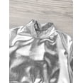 thumbnail image 5 of Sxiwei Kids Girls Long Sleeve Metallic Mock Neck Crop Top Shirt Hip Hop Gymnastics Performance Silver 12, 5 of 7