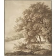 thumbnail image 2 of Ferdinand Kobell 15x17 Black Ornate Wood Framed Double Matted Museum Art Print Titled - Landscape with Lovers (1740-99), 2 of 5