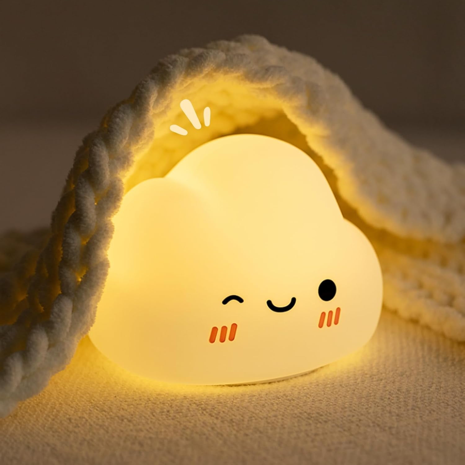 Cloud Night Light for Kids, Cute Sweet Cloud Lights with 7 Colors & Timer, 5 Modes Dimmable Touch Control LED Clouds Lamp, Rechargeable Squishy Night Light for Baby Nursery, Baby Gifts, Mini (White)