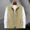 thumbnail image 2 of TFEOQRY Hoodless Vest for Men Double Sided Velvet Workwear Solid Color Thermal Jackets Waistcoat Sleeveless Outwear Khaki, 2 of 4
