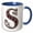 Blue/White, variant on 3drose, Pretty Image of Ruby Jeweled Monogram Letter S, 11oz Mug