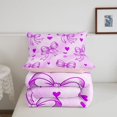 thumbnail image 5 of Manfei Cute Purple Bowknot Queen Comforter Set,Cartoon Cute Bow Comforter Sets Queen,Pink Reversible,3-Piece,1 Comforter and 2 Pillowcases, 5 of 7