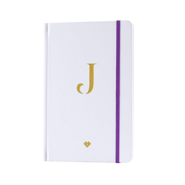 Libreta de Notas con Iniciales LuckyLy, Notebook Pasta Dura de Piel Vegana, Letras A-Z dorado 152 páginas