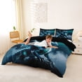 thumbnail image 2 of Metsweet Teal Dragon Duvet Cover Queen, Gothic Wildlife Queen Bedding, Blue Black,Black Reversible,3-Piece,1 Duvet Cover and 2 Pillowcases, 2 of 6