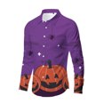 thumbnail image 2 of Mens Halloween Shirt 3D Digital Printing Button Down Lapel Long Sleeve Tops Comfortable Fall Winter Outdoor Activities Shirts for Men Purple L, 2 of 3