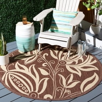 Safavieh Courtyard Crystal Floral Indoor/Outdoor Area Rug, Chocolate/Natural, 6'7" x 6'7" Round