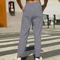 thumbnail image 7 of LLYwey Wide Leg Sweatpants Women Ladies Casual Slim Loose Cotton and Linen Ankle Drawstring Elastic Nine Quarter Pants New Full Length Pants Trousers Regular Fitted Gray M, 7 of 7