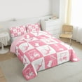 thumbnail image 3 of Feelyou Modern Golf Sport Full Size Comforter Sets, Pink Patchwork Buffalo Bedding Comforter Set, Teens Kids Boys Girls Reversible Bedding Sets, Luxury Bedroom Decor, 3-Piece, 3 of 8