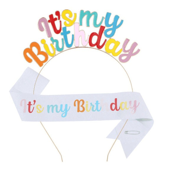 RAGUPEL 2 Pcs Headbands for Women,Crown-Like Elegance and Playful Straps Birthday Girl Headband,Eye-Catching and Comfortable Birthday Tiara,White