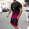 thumbnail image 1 of Weiqiqre T-Shirts pour Hommes Dégradé T-Shirt Manches Courtes Col Rond Tee Tops d'Été et Shorts Ensemble, 1 of 7