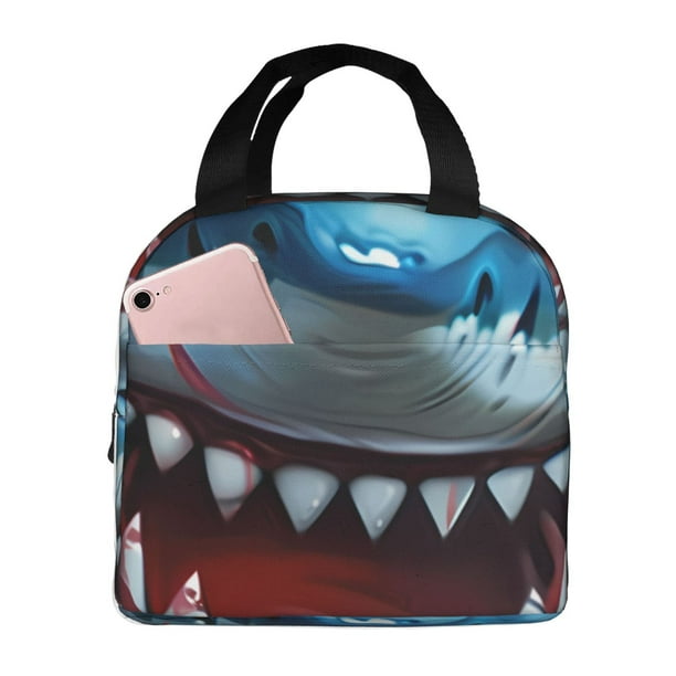 Easygdp Cartoon Cute Shark Bolsa Térmica Premium - Tela Oxford Impermeable, Gran Capacidad, Bolsillo Frontal, Unisex para Trabajo, Escuela, Actividades al Aire Libre y Picnics