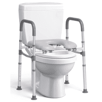 Naipo Toilet Seat Risers with Handles, Raised Toilet Seat Riser for Seniors, handicap and Pregnant, Supports up to 300Lbs, Gray