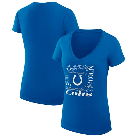 Women's G-III 4Her by Carl Banks  Royal Indianapolis Colts Super-Slim Fit Lightweight Collage Team V-Neck T-Shirt