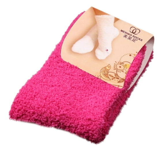 Wefuesd Grip Socks Home Women Girls Soft Bed Floor Socks Fluffy Warm Winter Pure Color Socks For Women Hot Pink One Size
