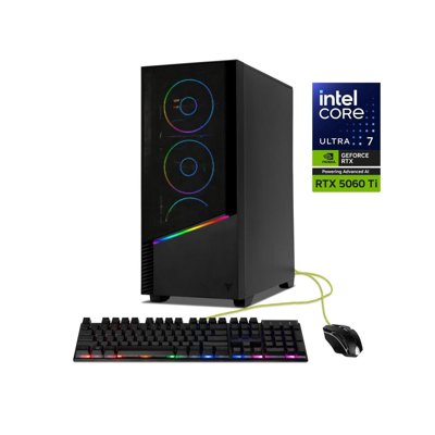 YEYIAN Gaming Desktop PC Elara Intel Core Ultra 7 265F 32GB DDR5 1TB PCIe SSD GeForce RTX 5060 Ti Windows 11 Home - YPI-EL265FC-56TP1N