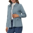 thumbnail image 1 of Chaquetas utilitarias para mujeres INSPIRE CHIC con cintura ajustable, bolsillos con solapa, chaquetas con cremallera y botón, gris azul S, 1 of 6