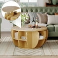 thumbnail image 4 of UGTOO 32.68" Round Extendable End Table with Storage, Nature Wood Finish Side Table, Sturdy Metal Base Supports 35 lbs, Modern Living Room Furniture, 4 of 6