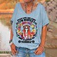 thumbnail image 2 of Raeneomay Oversized T Shirts for Women Casual Tops Women's Casual Retro Style Casual Printed Short Sleeve Blouse V-Sleeve Blouse/Shirt, 2 of 4