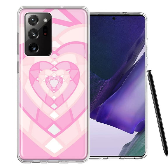 MUNDAZE For Samsung Galaxy Note 20 Ultra Pink Gem Hearts Design Double Layer Phone Case Cover