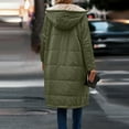 thumbnail image 4 of Hogleaql Women Winter Coats Fleece Long Coats Casual Long Sleeve Full Zip Reversible Coat Thermal Quilted Jackets with Pockets Loose Fall Long Hoodie Overcoat Army Green 3XL, 4 of 5