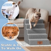 Topmart Dog Stairs for High Beds,Non-Slip Plastic 5-step Pet Step for Dogs,20.1''High,Grey