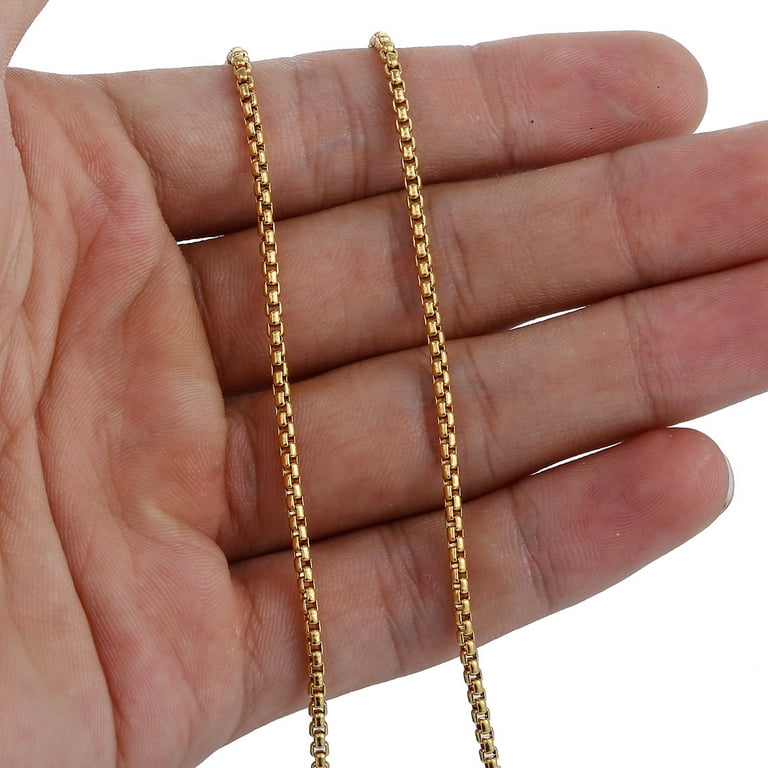18-24 inches Round Box Link Chain Stainless Steel Necklace Men Women 2/3/4mm