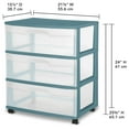thumbnail image 3 of Sterilite Wide 3 Drawer Cart Cool Water, 3 of 4