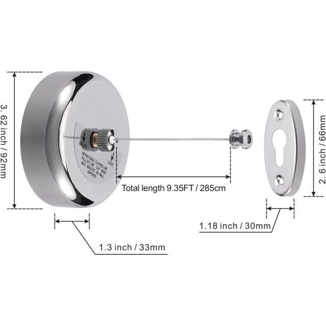 Clothesline,Retractable Clothesline - 304 Stainless Steel Retractable Clothesline Indoor with Adjustable Nylon Rope, Wall Mounted Retractable Laundry Line, Laundry Accessories